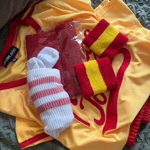 Red and Yellow Men's Socks and Wristbands Set